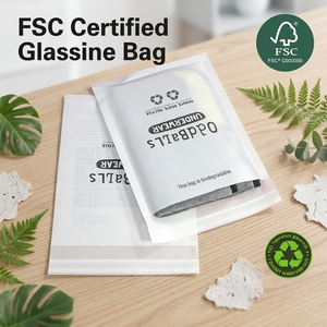 Sacchetti per <span class=keywords><strong>Indumenti</strong></span> in Glassine 100% Senza Plastica, <span class=keywords><strong>Buste</strong></span> Biodegradabili in Carta Riciclabile FSC per T-shirt e Calzini - Product Image 1
