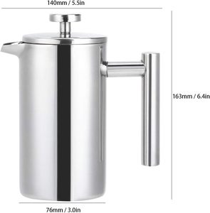 Cafetera Francesa de Doble Pared de Acero Inoxidable 304, Cafetera y Tetera Portátil para el Hogar y Camping - Product Image 6