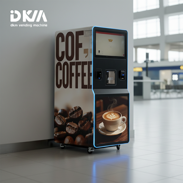 DKM 2026 Hot Ice Self-service Standing Touchscreen Automated Tea Coffee Vending Machine with Credit Card Reader