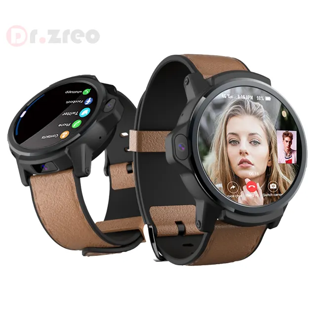 Dr. Zreo Genesis Jam Tangan Pintar 4G 3G, Ponsel Pintar 1.54 Inci Layar Transflektif, Android 7.1, Kamera Ganda, GPS dengan Tali Dapat Dilepas