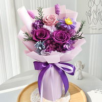 Buket Bunga Mawar Awet Hydrangea, Mawar Kering Abadi, Dekorasi Pernikahan, Hadiah Valentine, Mawar Ungu Abadi