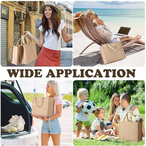 Wholesale Custom High Quality Large Eco Cotton Linen Handbags Hessian Hemp <strong>Jute</strong> Grocery Shopping Burlap <strong>Tote</strong> <strong>Bags</strong> - Product Image 5