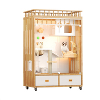 Nouvelle arrivée : Villa pour chat d'intérieur moderne et luxueuse en bois, grande, multifonctionnelle, respirante et spacieuse, avec roulettes mobiles