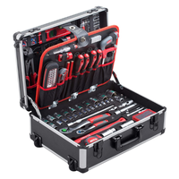 Hicen-carrito de herramientas profesional de alta calidad, caja de almacenamiento de aluminio con rodillos, 156 piezas