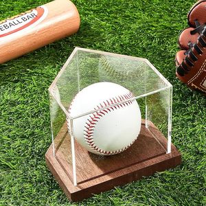 Caja de exhibición de béisbol de madera, soporte cuadrado en forma de cubo para pelotas de béisbol y ping pong, estuche de exhibición de escritorio para hobby, base de madera maciza - Product Image 3