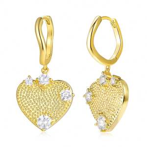 Bijoux de fiançailles 925 Sterling Silver Round Halo 1.3mm Full Moissanite Diamond Hoop Boucles d'oreilles pour les femmes - Product Image 1