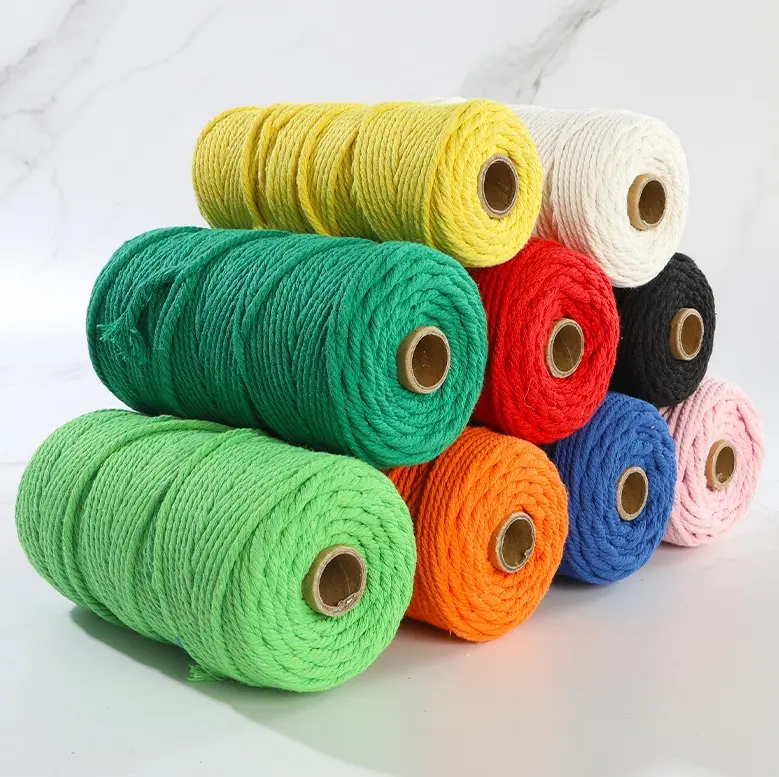 Cuerda de algodón de decoración de hilo de mezcla de algodón regenerado 1,5mm,2mm,3mm ect