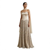 Marineblaues Trägerloses Maxikleid mit Blumenstickerei Ärmellos A-Linie Elegantes Abendkleid mit Natürlicher Taille für Damen Maßanfertigung OEM/ODM