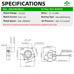 พัดลมดูดอากาศ 24V DC รุ่น <span class=keywords><strong>1340</strong></span> ขนาด 130x130x40 มม. ลูกปืนคู่ พัดลมดูดอากาศ DC ประสิทธิภาพการระบายความร้อนสูงสุด ลมแรง  เงียบพิเศษ - Product Image 5