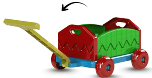 Vagoneta de Juguete de Plástico Plegable con Asa Extraíble, Ruedas Giratorias y Compartimentos Dobles para Carga - Product Image 2