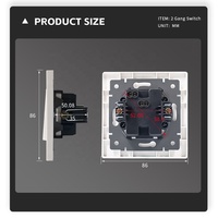 Interruptor Modular Estándar Europeo con Placas de Enchufe 2 Gang 1 Way 2 Way Interruptor de Luz de Pared