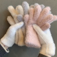 Gants épais en polyester/coton, couleur unie, chauds, moelleux, doux au toucher, compatibles avec les écrans tactiles, pour les sports d'hiver, le cyclisme, les activités de plein air