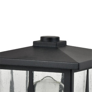 Lanterne de jardin en métal noir avec abat-jour en verre grainé, lumière chaude 2700K, luminaire extérieur IP54, ampoule incandescente A19 incluse - Product Image 4
