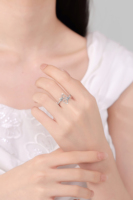 Bague de fiançailles romantique en argent sterling S925 avec double cœur en moissanite VVS1, ajustable, pour femmes