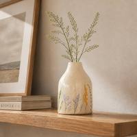 Vase en céramique minimaliste nordique ARM LVG, peint à la main, motif fleurs sauvages, style Wabi-sabi, petit vase à fleurs pour la décoration de la maison, récipient de table
