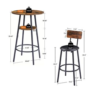 Cross-border home small apartment round <b>bar</b> <b>table</b> and chair set for home coffee shop milk tea shop simple soft upholstered <b>bar</b> - Product Image 4