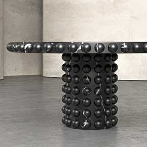 डाइनिंग रूम के लिए कुमुसी आधुनिक अनुकूलन गोल संगमरमर डाइनिंग टेबल - Product Image 2