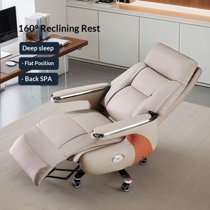 Silla de Oficina Ejecutiva de Cuero Genuino Minimalista con Masaje por Voz Eléctrico, Reclinable, Cómoda para Siestas y Largas Jornadas de Trabajo, de Alta Gama - Product Image 3