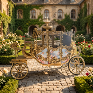 Prix de gros : Chariot de mariage électrique à quatre roues, de style européen, personnalisable, de haute qualité, avec sculpture, type calèche royale - Product Image 1