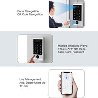 Système de contrôle d'accès par reconnaissance faciale - Contrôle TTLock, code QR, PIN, carte RFID, étanche, anti-vandalisme pour bureau/hôtel/appartement