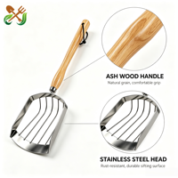 Pelle à pommes de terre en acier inoxydable de qualité supérieure, outils de jardinage, récolteuse de pommes de terre avec manche en bois de hêtre pour la récolte