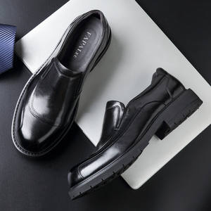 รองเท้าผู้ชายหนังวัวครึ่งน่องสไตล์อังกฤษ, รองเท้าหนังสำนักงานลำลองกันลื่นสวมใส่สบาย - Product Image 4