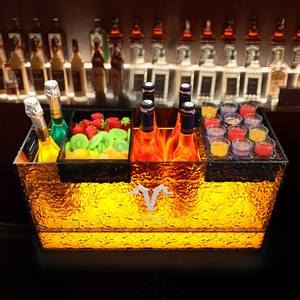 LED Illuminated Ice <b>Bucket</b> Rectangle <b>Plastic</b> With Fruit Pattern Party Beverage Tub For Bar KTV - Product Image 3