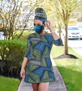 H & D Phi Phụ Nữ Vải Sáp Váy Ngắn Ankara Sáp Ăn Mặc Headtie