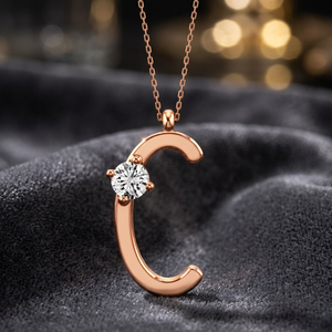 Collier pendentif initial C en diamant naturel intemporel pour femme, bijou fin personnalisé élégant, cadeau en argent sterling plaqué or 10 carats - Product Image 3