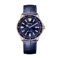 Miyota-reloj con bisel giratorio de 43mm para hombre, de zafiro automático japonés, BGW9 y C3, número luminoso, correa de cuero genuino, 9015