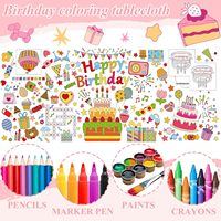 Poster/nappe géante personnalisable à colorier en papier offset pour anniversaire, avec taille sur mesure pour décorations de fête d'enfants