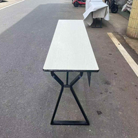 Table de banquet rectangulaire en PVC de haute qualité et durable pour salle, hôtel, ferme, salle à manger, pliable, moderne, écologique, portable pour l'extérieur