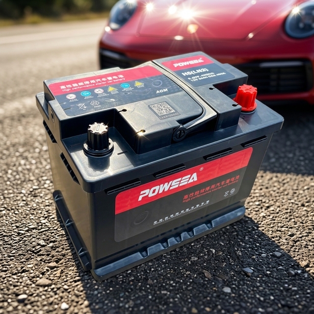 2026 New Powsea Battery Lead Acid Battery H5(LN2) DIN Standard AGM60 12V 60Ah 6-QTF-60 Starting Battery Car/Truck Battery