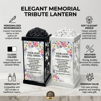 Lanterne commémorative en plastique personnalisée pour cimetière, lanterne funéraire personnalisée avec impression de texte sur mesure