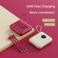 Mini Banco de Energía Portátil con Carga Rápida PD de 22.5W, 10000mAh, Cuatro Cables Integrados, Entrada USB, Alta Capacidad, el Mejor Regalo