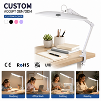 Lampe de bureau LED réglable pour ongles, avec bras articulé et pince, intensité variable, protection oculaire, pour manucure et salon, logo personnalisé