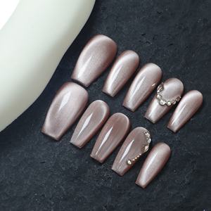 Uñas Postizas de Ataúd Medianas Hechas a Mano al por Mayor, 10 Piezas, Uñas Acrílicas Reutilizables, Modelo Cuadrado Artificial, Precio de Fábrica - Product Image 3