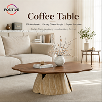 Table basse en forme de pétale de style Mid-Century, design Wabi Sabi, mobilier de luxe pour salon, fabrication OEM