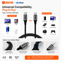 Kabel USB Type-C Micro USB Nylon Kepang Tahan Lama Merek HANTAI Bersertifikasi CE Garansi 1 Tahun Pengisian Cepat Transfer Data untuk PS4