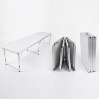 Table pliante en aluminium avec impression de logo personnalisée OEM/ODM, table de camping portable pour pique-nique en plein air, table à 4 plis, hauteur réglable, table de type valise