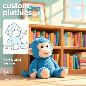 Scimmia di <span class=keywords><strong>Peluche</strong></span> Blu Personalizzata, Produttori OEM CE, Giocattolo Morbido a Forma di Scimmia da Appendere, Bestseller - Product Image 1