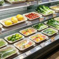 Composteerbare voedselveilige suikerrietbagasse schaal 274x149x18,5mm voor verse producten & vlees, commercieel, FDA, BRC, groothandel