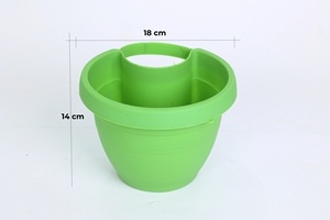Ensemble de pots de fleurs suspendus modernes en plastique, design circulaire, vert, blanc, orange, pour balcon, clôture, rampe, jardinière, style jardin - Product Image 5