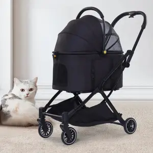 pet trolley transparent direct dog stroller luxury 4 wheels pet for cat dog show manufactory detachable