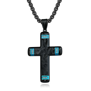 Original New Trendy Gold Plated Random Pattern Two-color Diamond <b>Cross</b> <b>Chains</b> Stock Men's Stainless Steel Accessories Pendant - Product Image 2