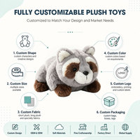 Boneka Rakun Lucu Berbulu Lembut, Mainan Hewan Isi Dakron Abu-abu, Boneka Tidur untuk Hadiah Anak, Grosir, Kustom, Dekorasi Rumah