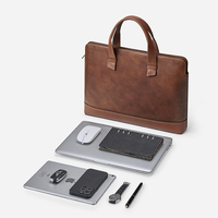WILLIAMPOLO – porte-documents Vintage en cuir de vache véritable pour hommes, sac à main de bureau, grande capacité, sac à documents pour ordinateur portable 15.6 pouces