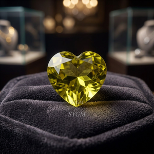 10mm coeur coupe naturel VERT OR CITRON QUARTZ prix de gros en usine haute qualité à facettes pierres précieuses en vrac par carat | Igi - Product Image 4