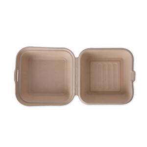 Envase de Alimentos Ecológico Tipo Concha, Caja Biodegradable de Caña de Azúcar para Hamburguesas, 308x144x78mm, Marca <span class=keywords><strong>BIOPACK</strong></span>, Impermeable - Product Image 5