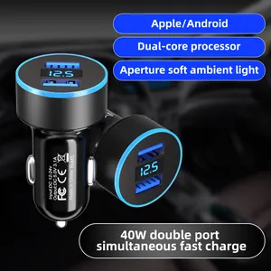40W Dubbele Poort Snel Opladen Usb Autolader Met Voltmeter Lcd-Scherm Apple Android Camera Oortelefoon Gps Ondersteuning Auto Usb Lading